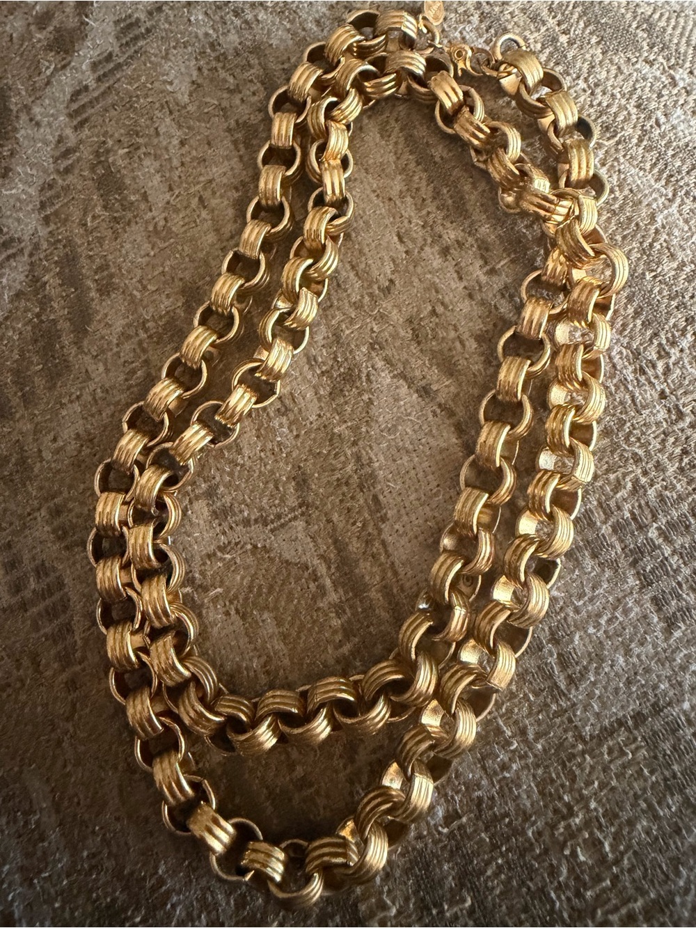 VINTAGE 60s Monet rolo chunky gold tone Chain Necklace GUC